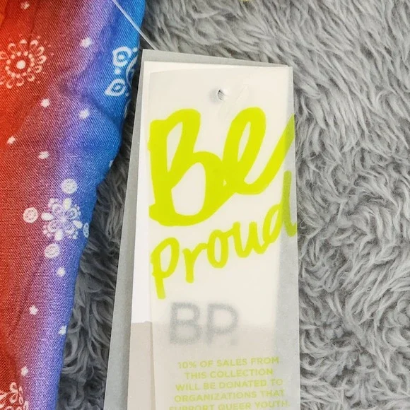 BP Shirt Womens M Rainbow Be Proud Camp Stripe Paisley Button Down BP441189MN - Picture 5 of 12